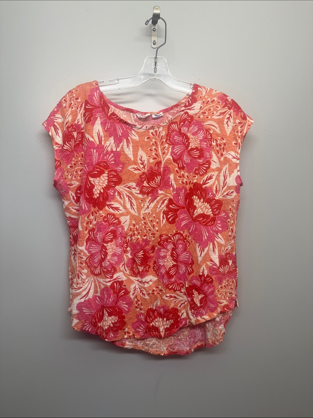 Sigrid Olsen Red Pink Orange Floral Print Women's Top
